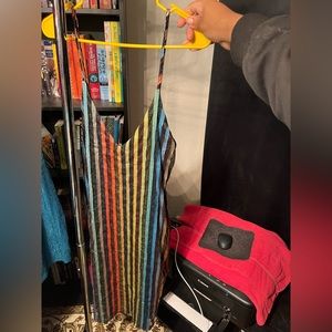 Fashion Nova XL rainbow sparkle striped metallic party dress - stretchy lining